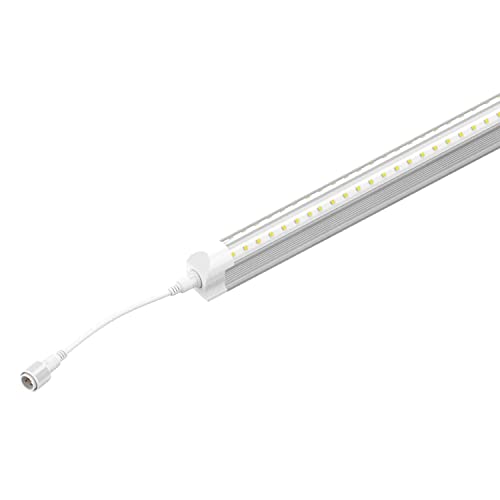 32W 5ft T8 V-Shape LED Cooler Freezer Tubes, 180°, 100-277 Voltage, 5000K Blue White, Clear Lens, 4200 Lumens, For Supermarkets Freezer, Grocery Stores, Commercial Freezer Lights