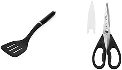KitchenAid Classic Slotted Turner, One Size, Black 2, 13.66-Inch & Classic Multifunction Can Opener/Bottle Opener, 8.34-Inch, Black