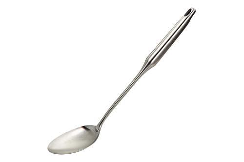  Stainless Steel Big Cooking Spoon, Kitchen Spoon Good For Cooking, Basting, Serving, Dishwasher Safe Metal Utensil, Durable, Solid Construction; 15" Long