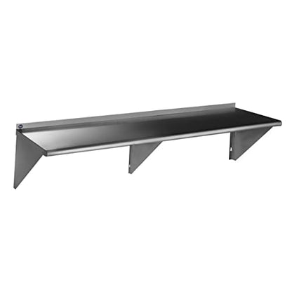  Rockpoint Stainless Steel Shelf 18 X 24 Inches, 320 Lb, NSF Commercial Wall Mount Floating Shelving For Restaurant, Kitchen, Home And Hotel, Silver (HX2022-18)