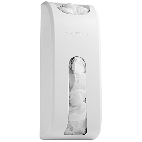  Manterio Wall Mount Plastic Bag Organizer | Durable Plastic Grocery Bag Saver | Smudge Proof, Fingerprint Resistant | White