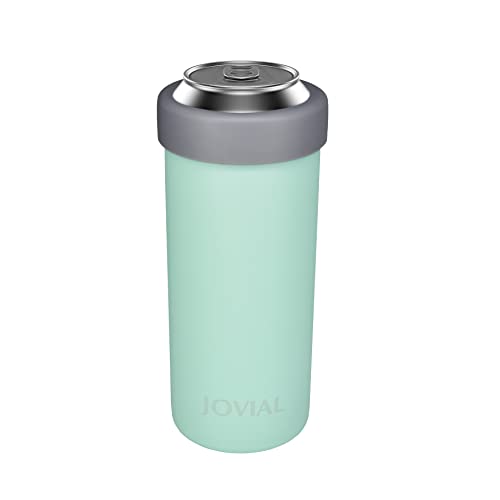  2-in-1 Stainless Steel Can Cooler Insulated For All 24&25 Oz Cans, Beer Can Cooler,seltzer Can Coozie, Can Insulator,and Work As A Iced Coffee Tumbler With Lid And Straw(Seafoam)
