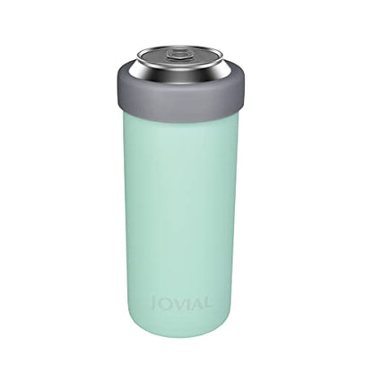 2-in-1 Stainless Steel Can Cooler Insulated For All 24&25 Oz Cans, Beer Can Cooler,seltzer Can Coozie, Can Insulator,and Work As A Iced Coffee Tumbler With Lid And Straw(Seafoam)