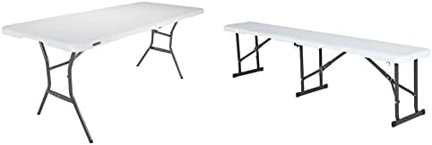 Lifetime 80753 Fold In Half Light Commercial Table, 6 Feet, Almond
