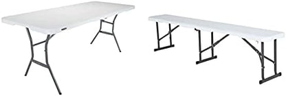 Lifetime 80753 Fold In Half Light Commercial Table, 6 Feet, Almond