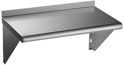 Rockpoint Stainless Steel Shelf 18 X 24 Inches, 320 Lb, NSF Commercial Wall Mount Floating Shelving For Restaurant, Kitchen, Home And Hotel, Silver (HX2022-18)