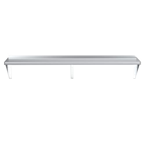  Stainless Steel Wall Shelf | Square Edge | Heavy Duty | Commercial Grade | Wall Mount | NSF Certified (14" Width X 72" Length)