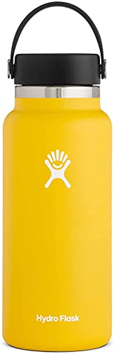 Hydro Flask Water Bottle - Stainless Steel & Vacuum Insulated - Wide Mouth 2.0 With Leak Proof Flex Cap - 32 Oz, Sunflower