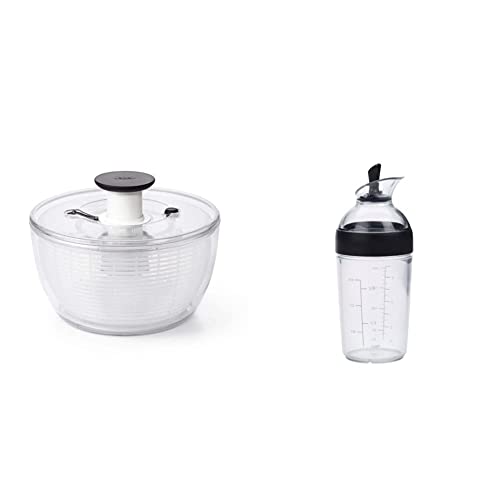  OXO Good Grips Large Salad Spinner - 6.22 Qt. & Good Grips Little Salad Dressing Shaker - Black