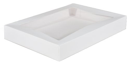  24543 Paperboard White Window Bakery Box, 16" Length X 12" Width X 2-1/4" Height (Case Of 100)