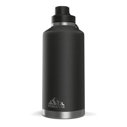  72 Oz Insulated Water Bottle - Large Stainless Steel Double Wall Vacuum Insulated Water Jug, Leak Proof & Spill Proof | 60 Hours Cold, 30 Hours Hot (Black)