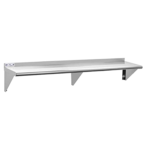  Ally Stainless Steel Shelf 14 X 72 Inches, 450 Lb, Commercial Wall Mount Floating Shelving For Restaurant, Kitchen, Home And Hotel