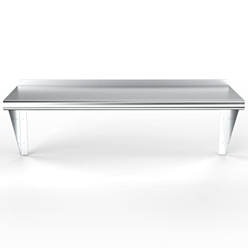  14" X 48" Stainless Steel Wall Shelf | Metal Shelving | Garage, Laundry, Storage, Utility Room | Restaurant, Kitchen | Food Prep | NSF Certified