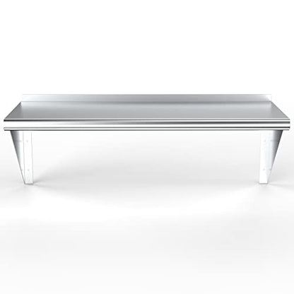  14" X 48" Stainless Steel Wall Shelf | Metal Shelving | Garage, Laundry, Storage, Utility Room | Restaurant, Kitchen | Food Prep | NSF Certified