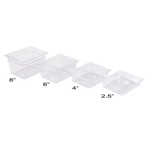  Luston 6-Pack Polycarbonate Food Pan,Half Size, 4" Deep,clear,NSF