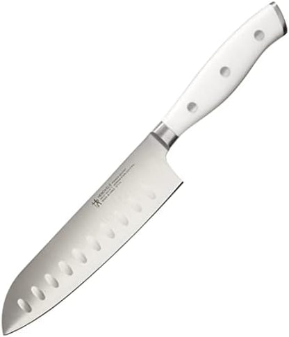  Forged Premio Hollow Edge Santoku Knife, 7-inch, Black/Stainless Steel