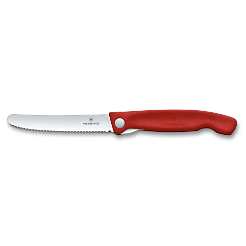 Victorinox 4.3-Inch Swiss Classic Foldable Paring Knife With Wavy Edge In Red