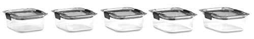 Rubbermaid Leak-Proof Brilliance Food Storage Set | 9.6 Cup Plastic Containers With Lids, 2-Pack, Clear & Brilliance Food Storage Container, BPA Free Plastic, Medium, 3.2 Cup, 5 Pack, Clear