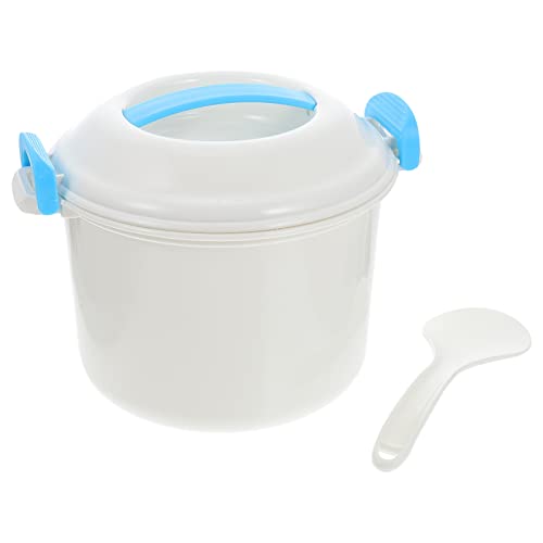  Microwave Rice Maker Microwave Rice Cooker Rice Steamer: Round Microwave Food Container Microwaveable Rice Pasta Cooker Includes Spoons Microwave Rice Steamer For Rice Chicken Pasta Rice