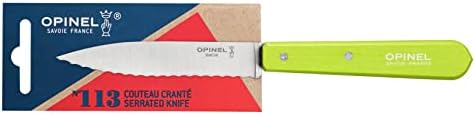 Opinel Adult Kitchen Knife No. 113 Rust Free Sandvik Steel, Sägezahnung, Beechwood Handle Chef's Knife, Violet Multi, One Size