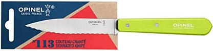 Opinel Adult Kitchen Knife No. 113 Rust Free Sandvik Steel, Sägezahnung, Beechwood Handle Chef's Knife, Violet Multi, One Size