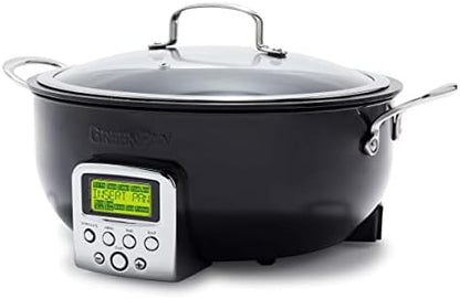 Greenpan Elite Essential Smart Electric 6QT Skillet Pot, Presets To Sear Saute Stir-Fry And Cook Rice, Healthy Ceramic Nonstick And Dishwasher Safe Parts, Easy-to-use LED Display, Ponderosa Pine