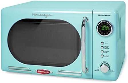  Retro Compact Countertop Microwave Oven, 0.7 Cu. Ft. 700-Watts With LED Digital Display, Child Lock, Easy Clean Interior, Black