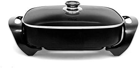  Aynel Professional Non-stick Copper Electric Skillet Jumbo, Deep Dish With Tempered Glass Vented Lid, Upgrade Thermostat, 16”x 12”x 3.15”- 8 Quart, Copper (Copper)