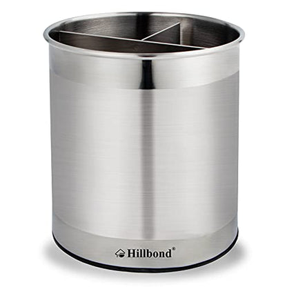  Stainless Steel Utensil Holder With Removable Divider For Easy Clean, 360° Rotating Kitchen Utensil Crocks With Weighted Base For No Tipping Over, Utensil Caddy Organizer (EXTRA LARGE)