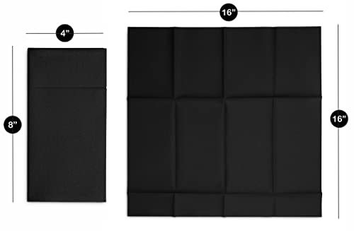  Disposable Linen-Feel Dinner Napkins With Built-in Flatware Pocket, 50-Pack BLACK Prefolded Cloth Like Paper Napkins For Dinner, Wedding Or Party