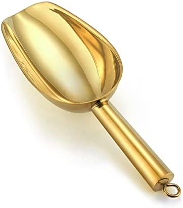  Small Ice Scoop, P&P CHEF 6OZ Stainless Steel Candy Food Flour Scoop, Utility For Kitchen Garden Bar Wedding Bath, Heavy Duty & Non Toxic & Easy Clean, (Gold)