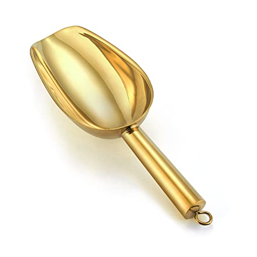  Small Ice Scoop, P&P CHEF 6OZ Stainless Steel Candy Food Flour Scoop, Utility For Kitchen Garden Bar Wedding Bath, Heavy Duty & Non Toxic & Easy Clean, (Gold)
