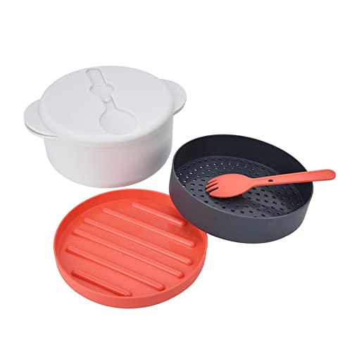  Steaming Container, Microwave Rice Cooker Multi Layer Stackable Double Ear Handle 2L For Home