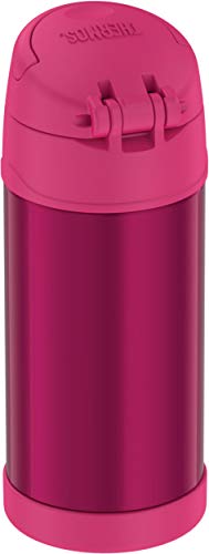 Thermos Hermos Pink Funtainer 12 Ounce Bottle & Replacement Straws For 12 Ounce Funtainer Bottle, Clear