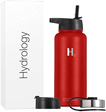  Ydrology Water Bottle - 18 Oz, 22 Oz, 32 Oz, 40 Oz, Or 64 Oz With 3 LIDS Double Wall Vacuum Insulated Stainless Steel Wide Mouth Sports Hot & Cold Thermos (22 Oz, Pacific Blue)