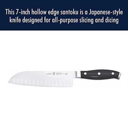  Forged Premio Hollow Edge Santoku Knife, 7-inch, Black/Stainless Steel