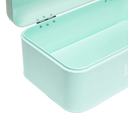  Stainless Steel Bread Box For Kitchen Countertop, Large Bread Box Bagel Bin For 2 Loaves, English Muffins (Mint Green, 17 X 9 X 6.5 In)