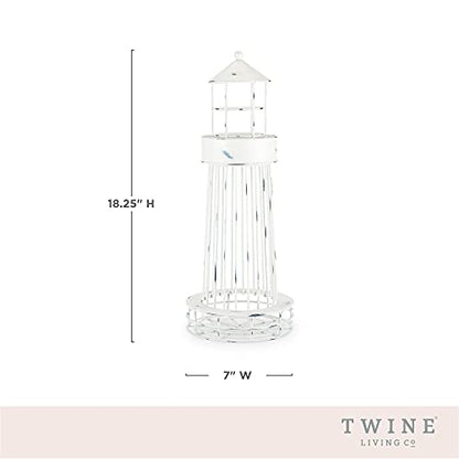  5599 Lighthouse Wine Cork Holder And Farmhouse Home Decor Kitchen Accessory, Set Of 1, White
