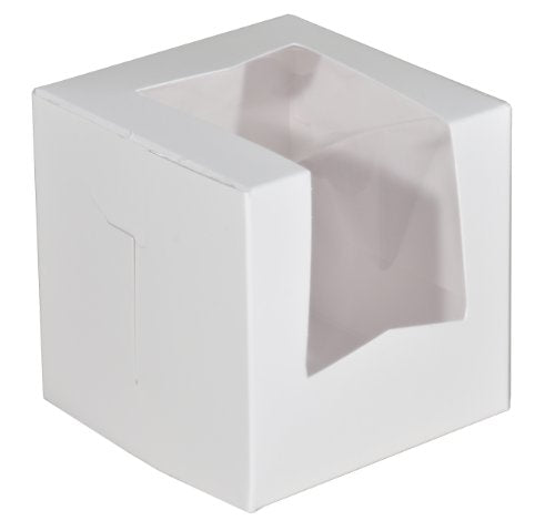  24543 Paperboard White Window Bakery Box, 16" Length X 12" Width X 2-1/4" Height (Case Of 100)