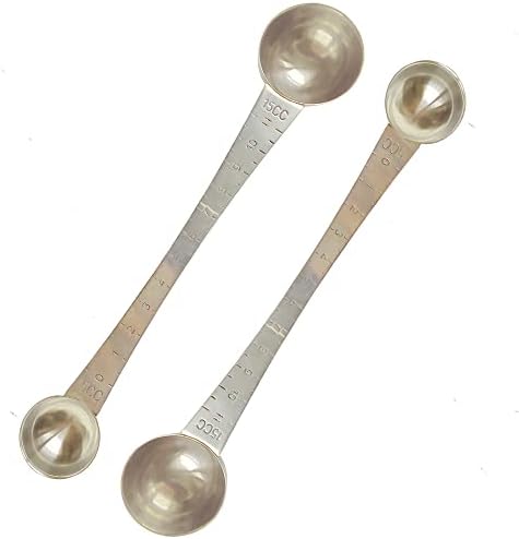  Coffee Scoop 5ml & 15ml Long Handle Stainless Steel Teaspoon & Tablespoon 1pc (1Tsp & 1Tbsp) With Tick Mark For Coffee Or Baking