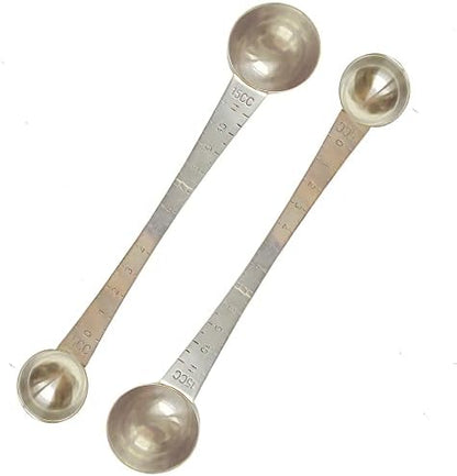  Coffee Scoop 5ml & 15ml Long Handle Stainless Steel Teaspoon & Tablespoon 1pc (1Tsp & 1Tbsp) With Tick Mark For Coffee Or Baking