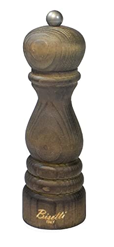  Vintage 7.5 Inch / 19 Cm Brown Fir Wood Salt Mill With Adjustable Ceramic Grinder