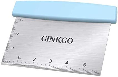  INKGO Stainless Steel Bench Scraper, 6 Inch Multi-Function Kitchen Scraper Can Be Used As Pastry Cake Dough Pizza Food Cutters' Tool, Red
