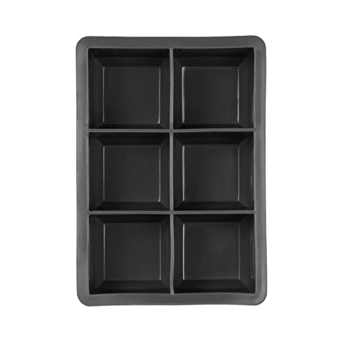  King Cube Ice Tray (Charcoal) - Reusable & Large Silicone Molds For Whiskey, Cocktails, Coffee, Bartender Accessories, & Smoothies / BPA-Free & Dishwasher-Safe
