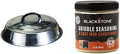 Blackstone Griddle Accessories - 12 Inch Round Basting Cover - Stainless Steel - Cheese Melting Dome And Steaming Cover - Best For Use In Flat Top Grill Cooking Indoor Or Outdoor