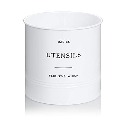  Farmhouse Kitchen Utensil Holder (Jumbo Size - 7" X 7”) - Large Utensil Caddy For Countertop, Utensil Holder For Kitchen Counter Decor, Utensil Organizer (White)