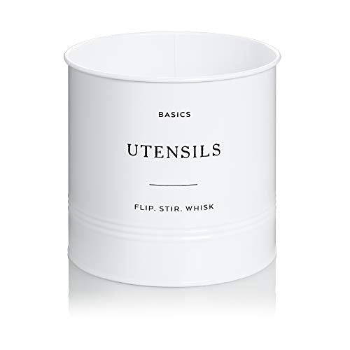  Farmhouse Kitchen Utensil Holder (Jumbo Size - 7" X 7”) - Large Utensil Caddy For Countertop, Utensil Holder For Kitchen Counter Decor, Utensil Organizer (White)