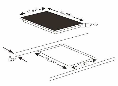  2 Burner 12 Inch Built-in Induction Electric Stove Top Ceramic Cooktop 120V 1800W INDV-1802-120