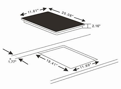  2 Burner 12 Inch Built-in Induction Electric Stove Top Ceramic Cooktop 120V 1800W INDV-1802-120