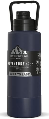  Adventure 67oz Insulated Water Bottle With Handle, Large Stainless Steel Thermos With Matching Rubber Boot, Double Wall Insulation Keeps Drinks Cold For 60 Hrs And Hot For 30 Hrs (Navy)